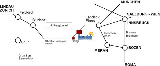 Anreise nach Kappl Paznaun - Ischgl